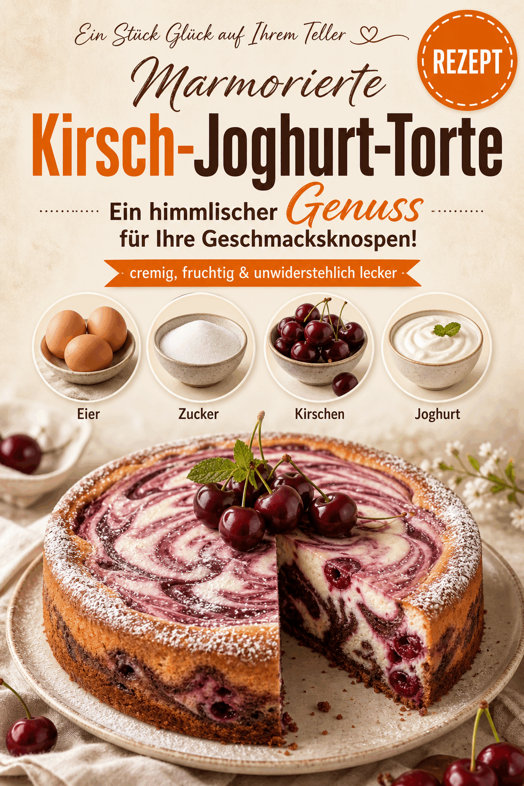 Marmorierte Kirsch-Joghurt-Torte: Ein himmlischer Genuss für Ihre Geschmacksknospen!