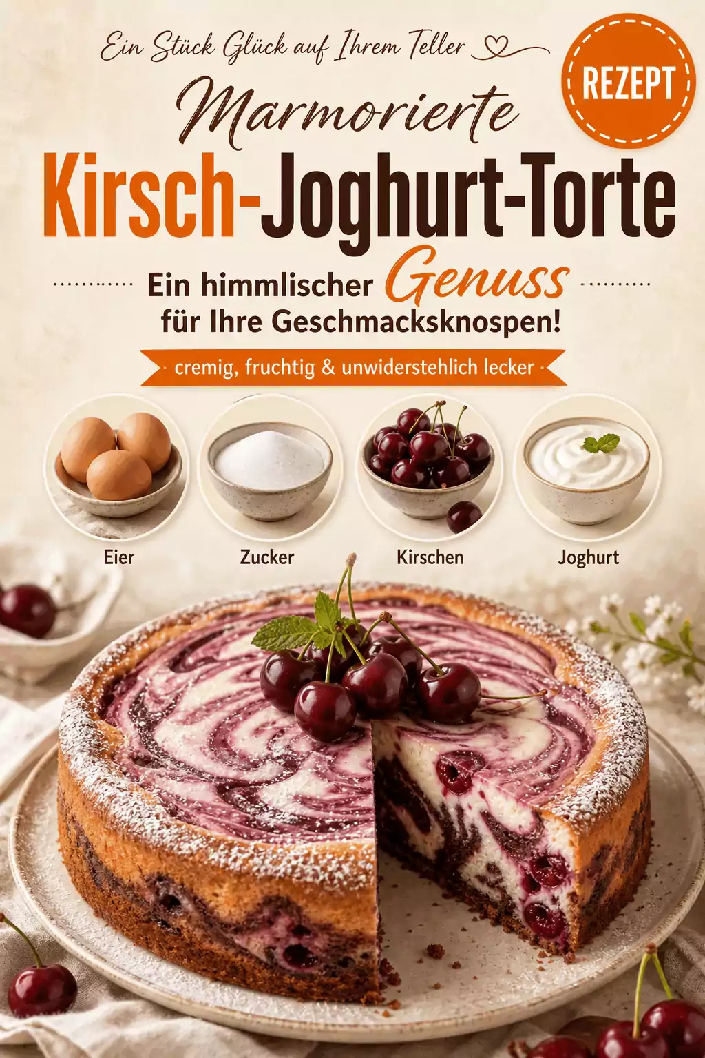 Marmorierte Kirsch-Joghurt-Torte: Ein himmlischer Genuss für Ihre Geschmacksknospen!