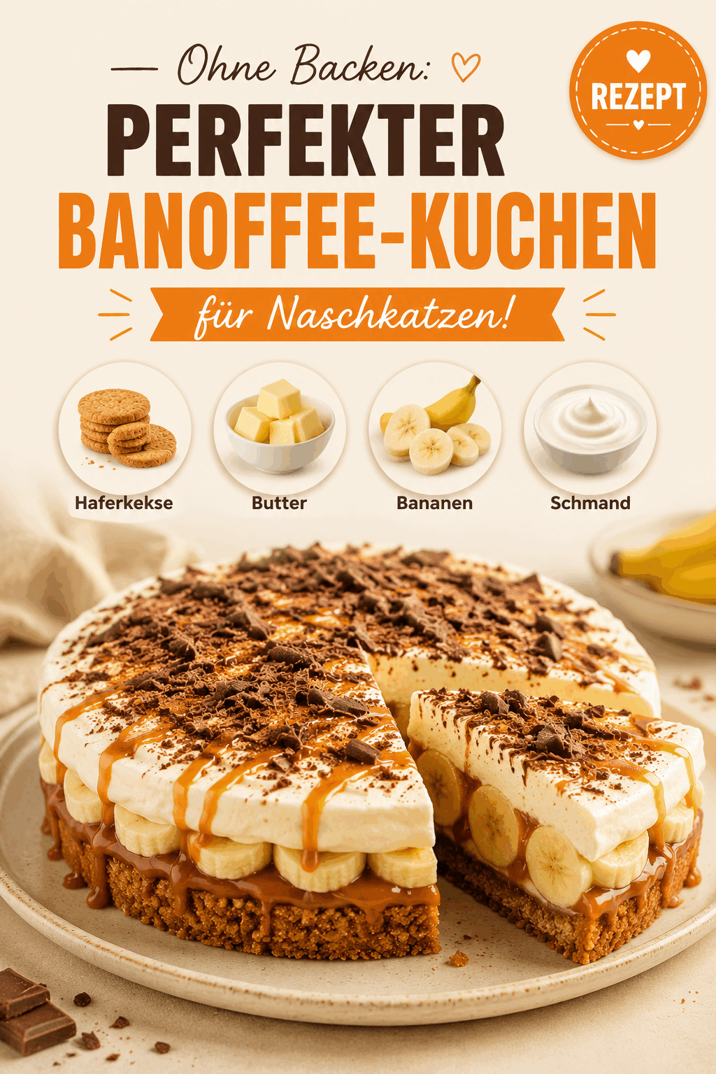 Ohne Backen: Perfekter Banoffee-Kuchen für Naschkatzen!