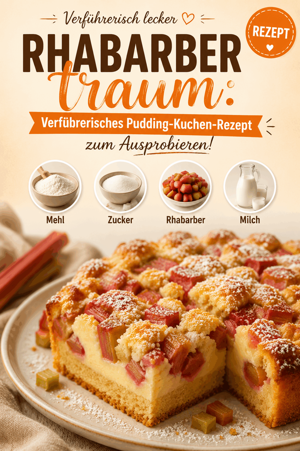 Rhabarbertraum: Verführerisches Pudding-Kuchen-Rezept zum Ausprobieren!