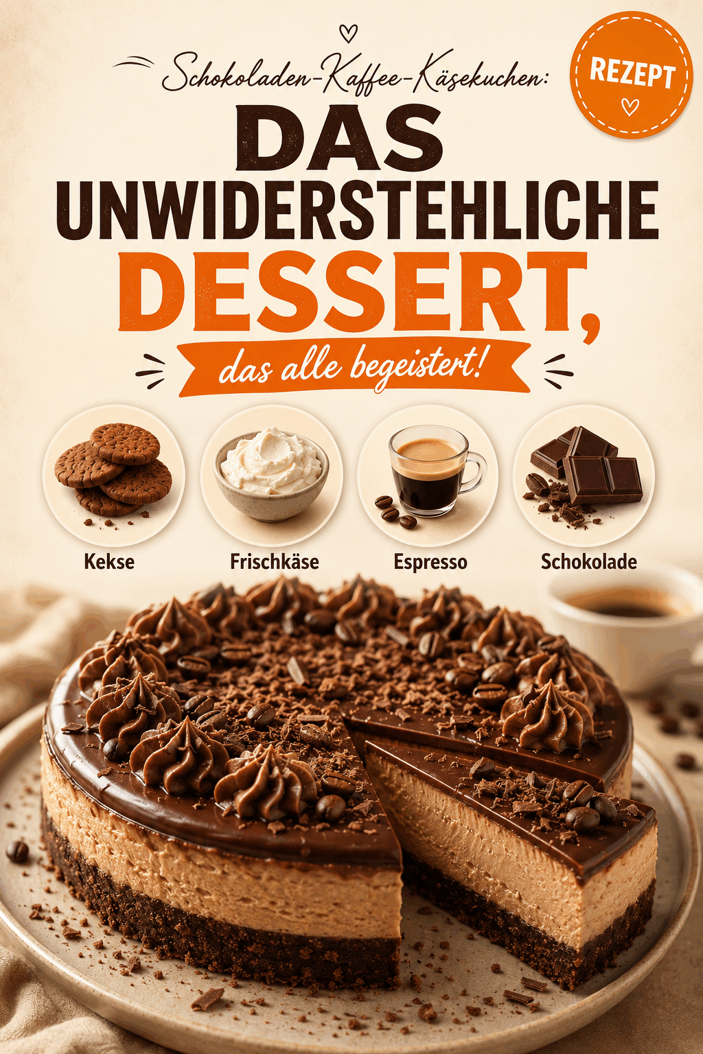 Schokoladen-Kaffee-Käsekuchen: Das unwiderstehliche Dessert, das alle begeistert!