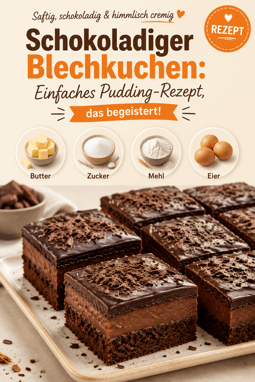 Schokoladiger Blechkuchen: Einfaches Pudding-Rezept, das begeistert!
