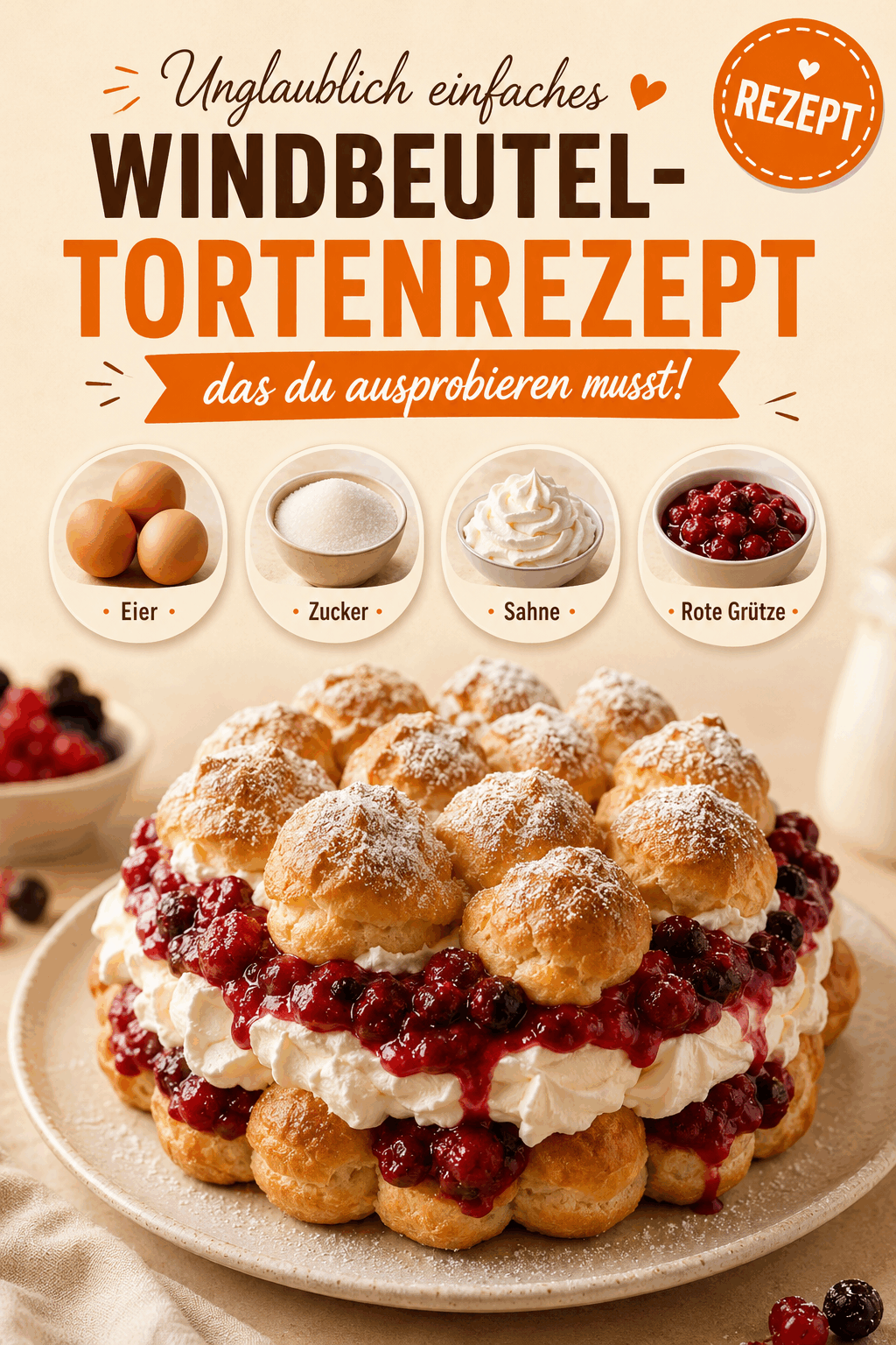 Unglaublich einfaches Windbeutel-Tortenrezept, das du ausprobieren musst!