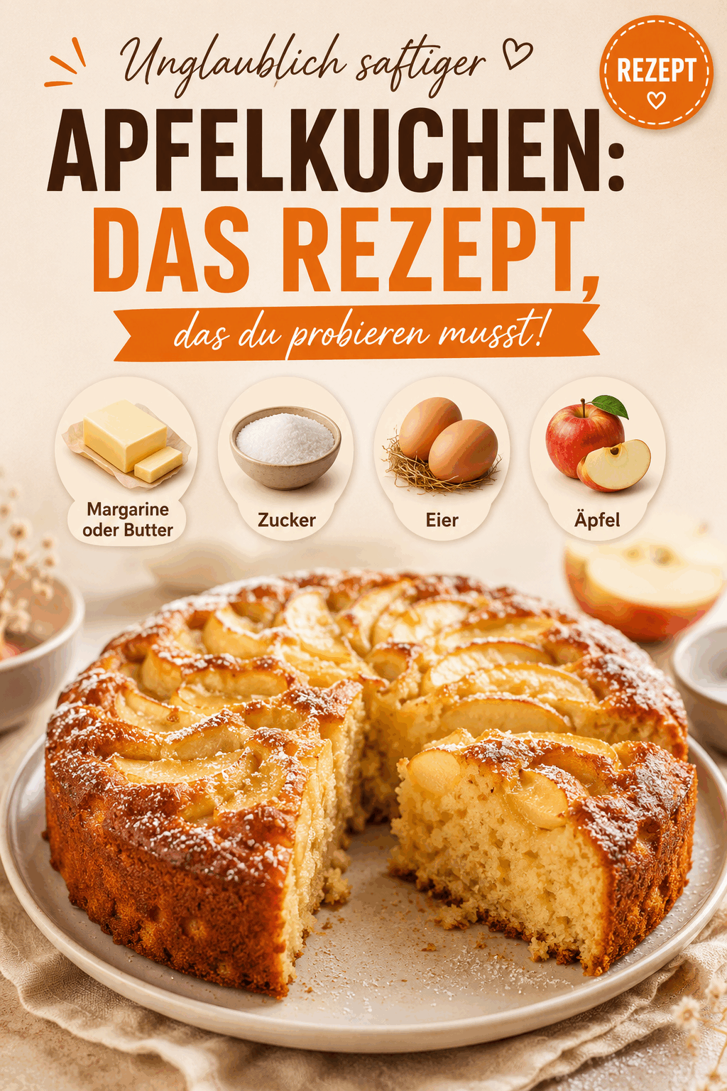 Unglaublich saftiger Apfelkuchen: Das Rezept, das du probieren musst!