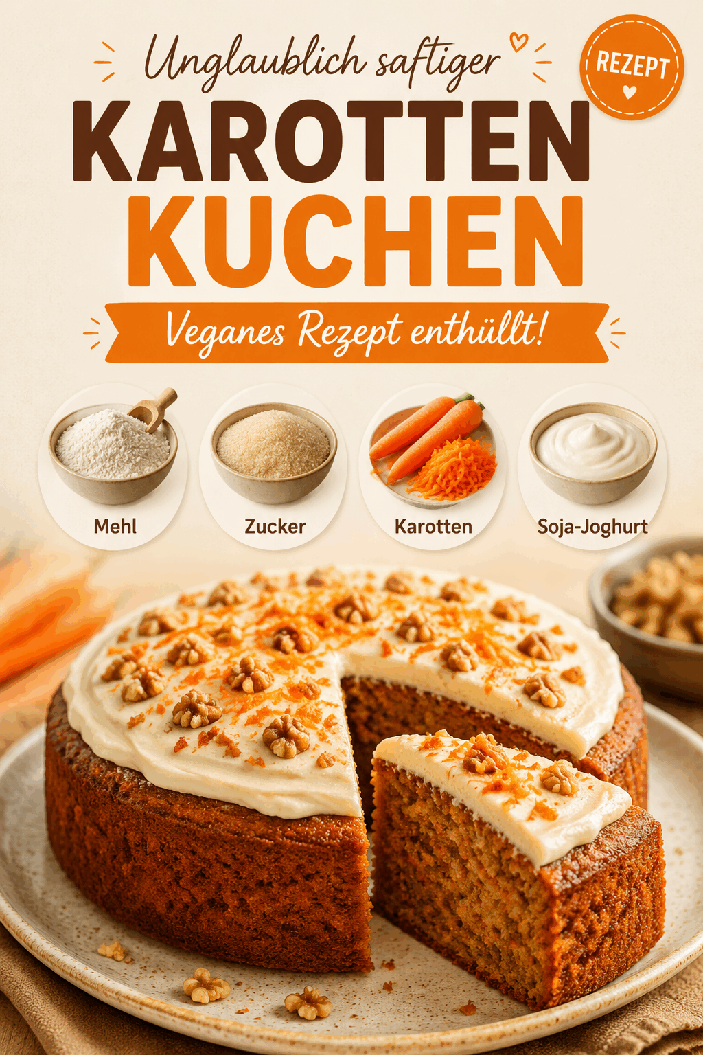 Unglaublich saftiger Karottenkuchen: Veganes Rezept enthüllt!