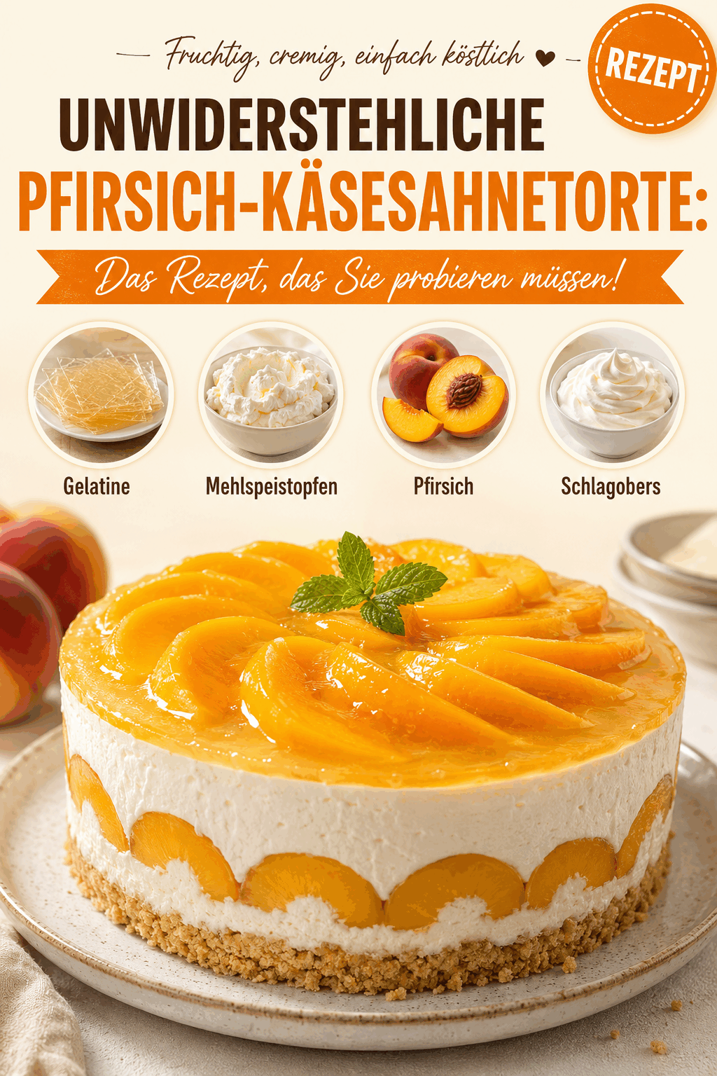 Unwiderstehliche Pfirsich-Käsesahnetorte: Das Rezept, das Sie probieren müssen!