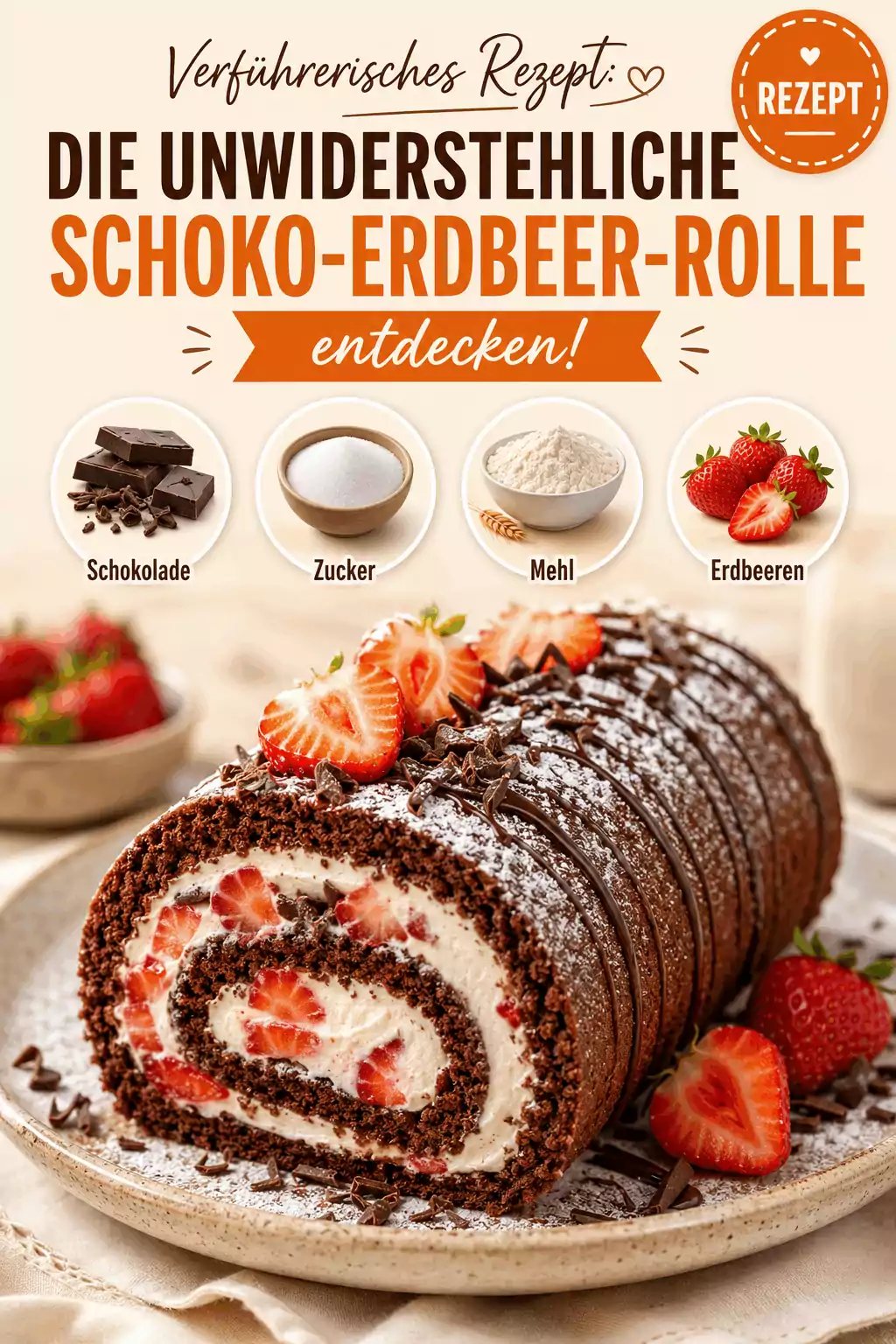 Verführerisches Rezept: Die unwiderstehliche Schoko-Erdbeer-Rolle entdecken!