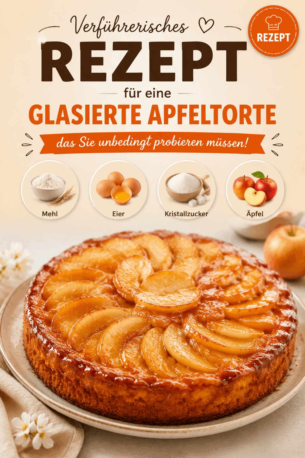 Verführerisches Rezept für eine glasierte Apfeltorte, das Sie unbedingt probieren müssen!