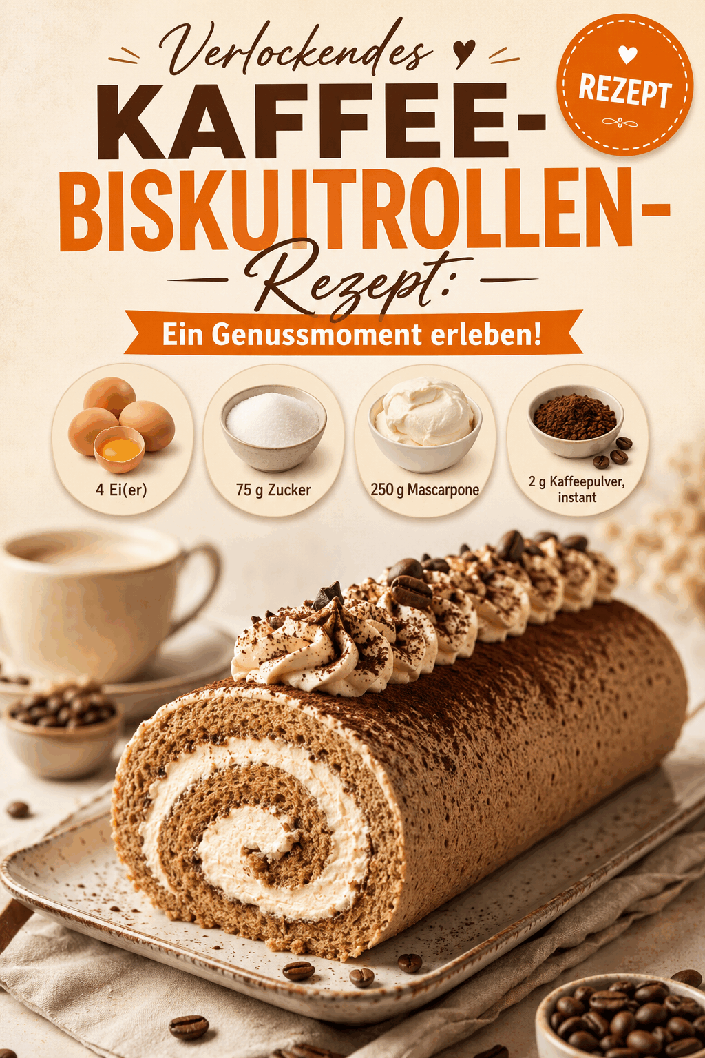 Verlockendes Kaffee-Biskuitrollen-Rezept: Ein Genussmoment erleben!