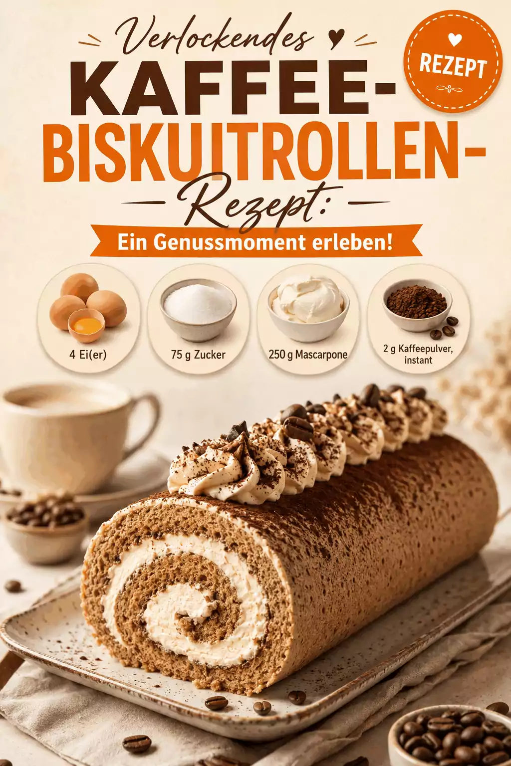 Verlockendes Kaffee-Biskuitrollen-Rezept: Ein Genussmoment erleben!
