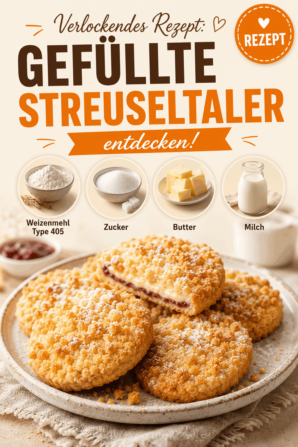 Verlockendes Rezept: Gefüllte Streuseltaler entdecken!