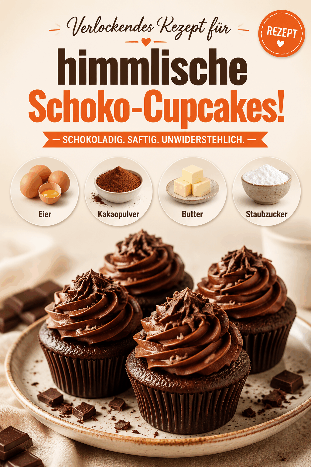 Verlockendes Rezept für himmlische Schoko-Cupcakes!