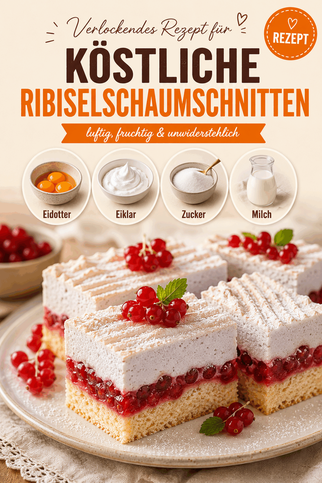 Verlockendes Rezept für köstliche Ribiselschaumschnitten