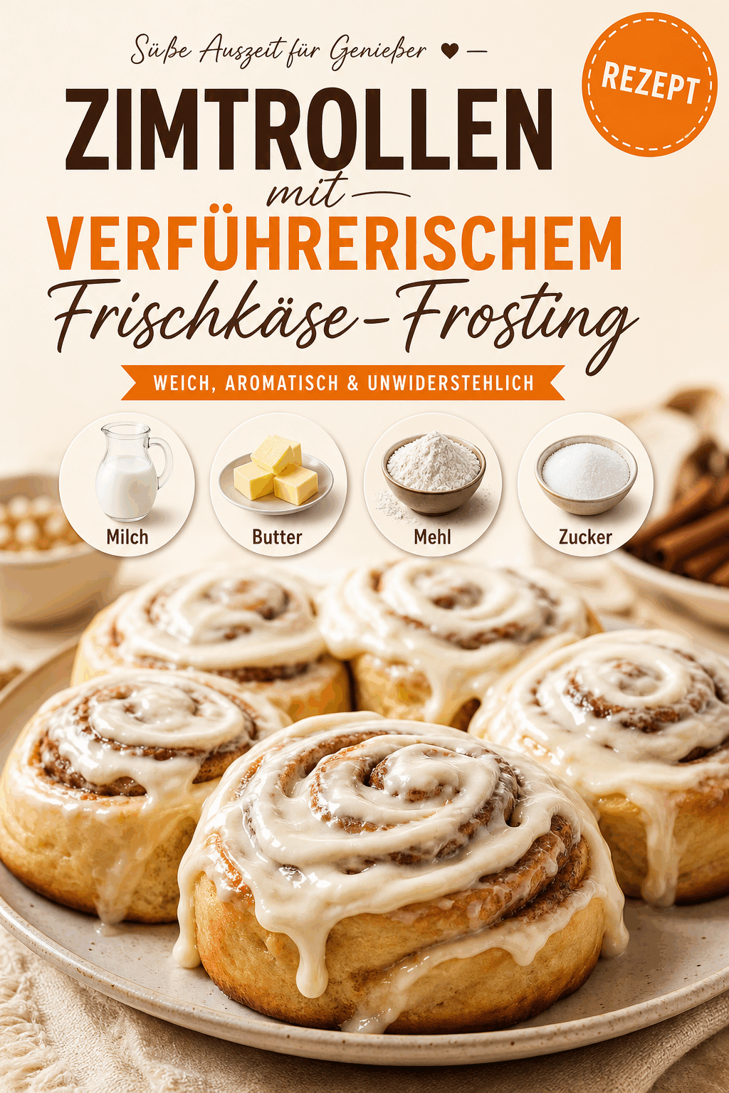 Zimtrollen mit verführerischem Frischkäse-Frosting