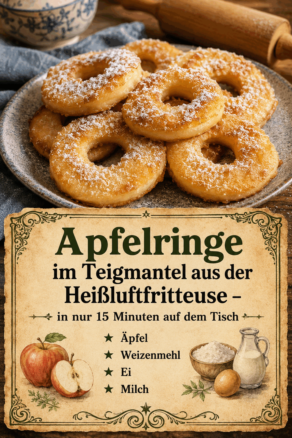 - Äpfel - Weizenmehl - Ei - Milch