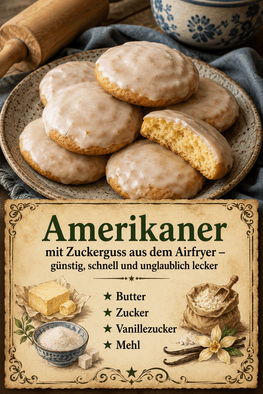 Amerikaner mit Zuckerguss aus dem Airfryer – günstig, schnell und unglaublich lecker