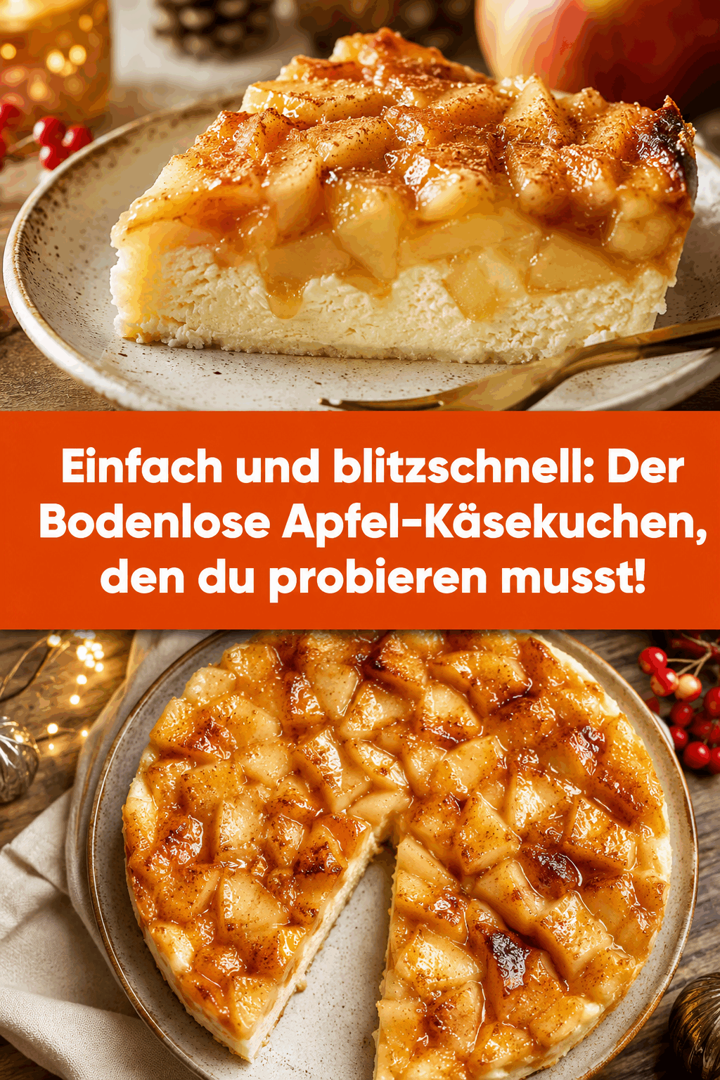 Einfach und blitzschnell: Der Bodenlose Apfel-Käsekuchen, den du probieren musst!