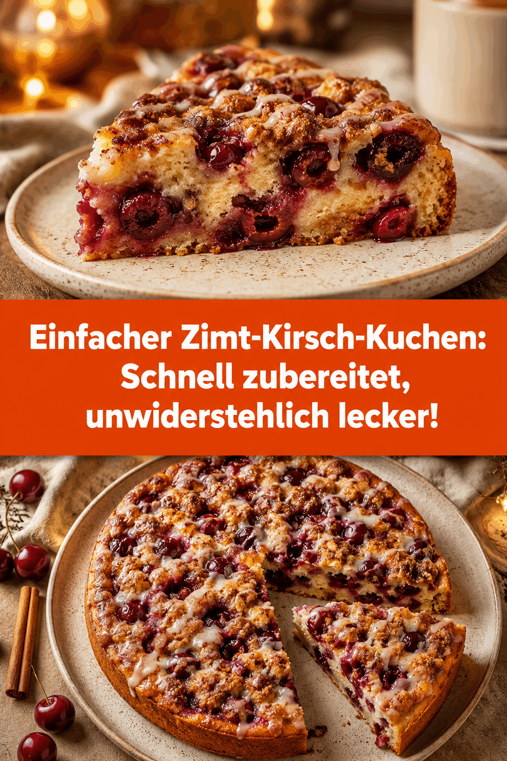 Einfacher Zimt-Kirsch-Kuchen: Schnell zubereitet, unwiderstehlich lecker!