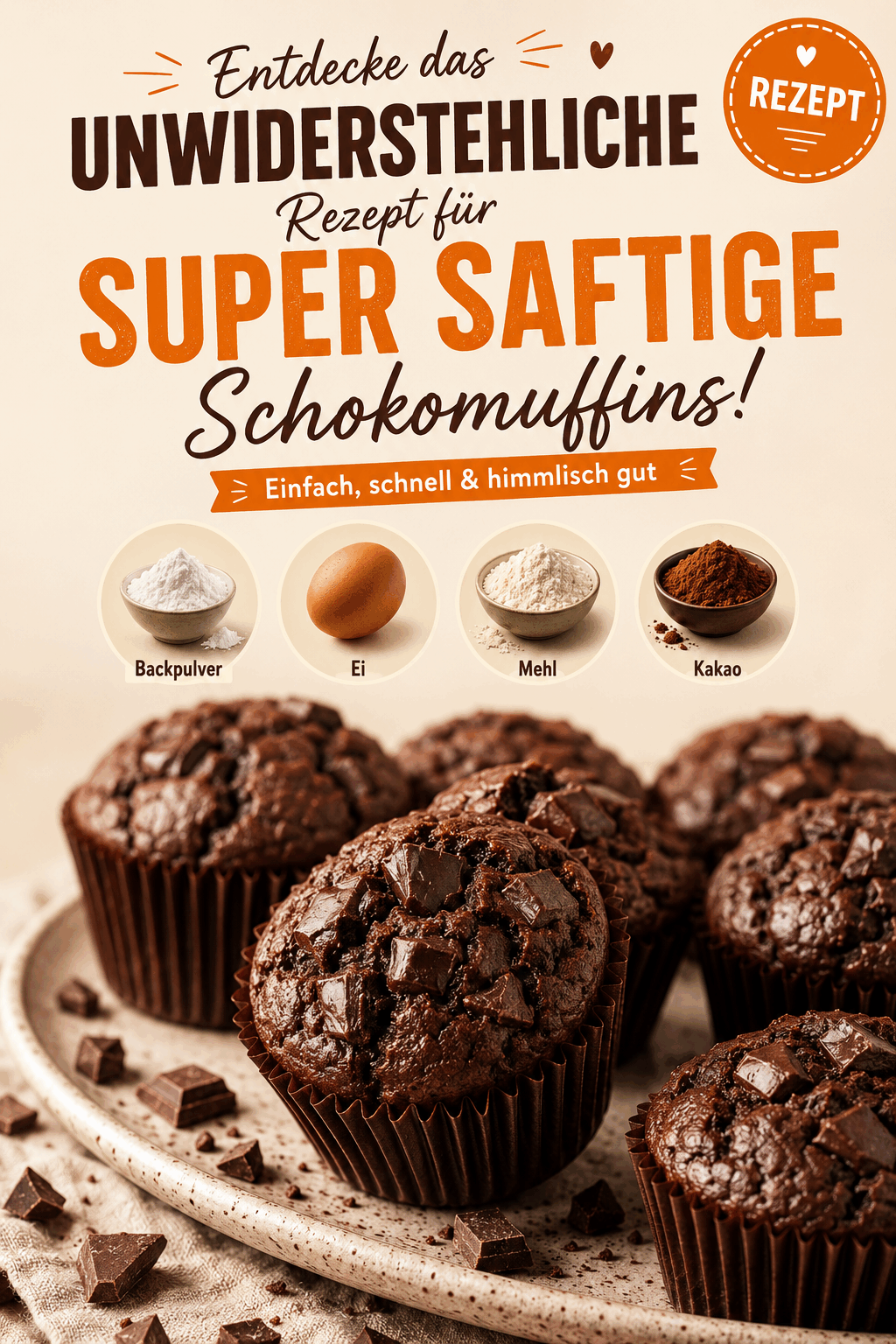 Entdecke das unwiderstehliche Rezept für super saftige Schokomuffins!