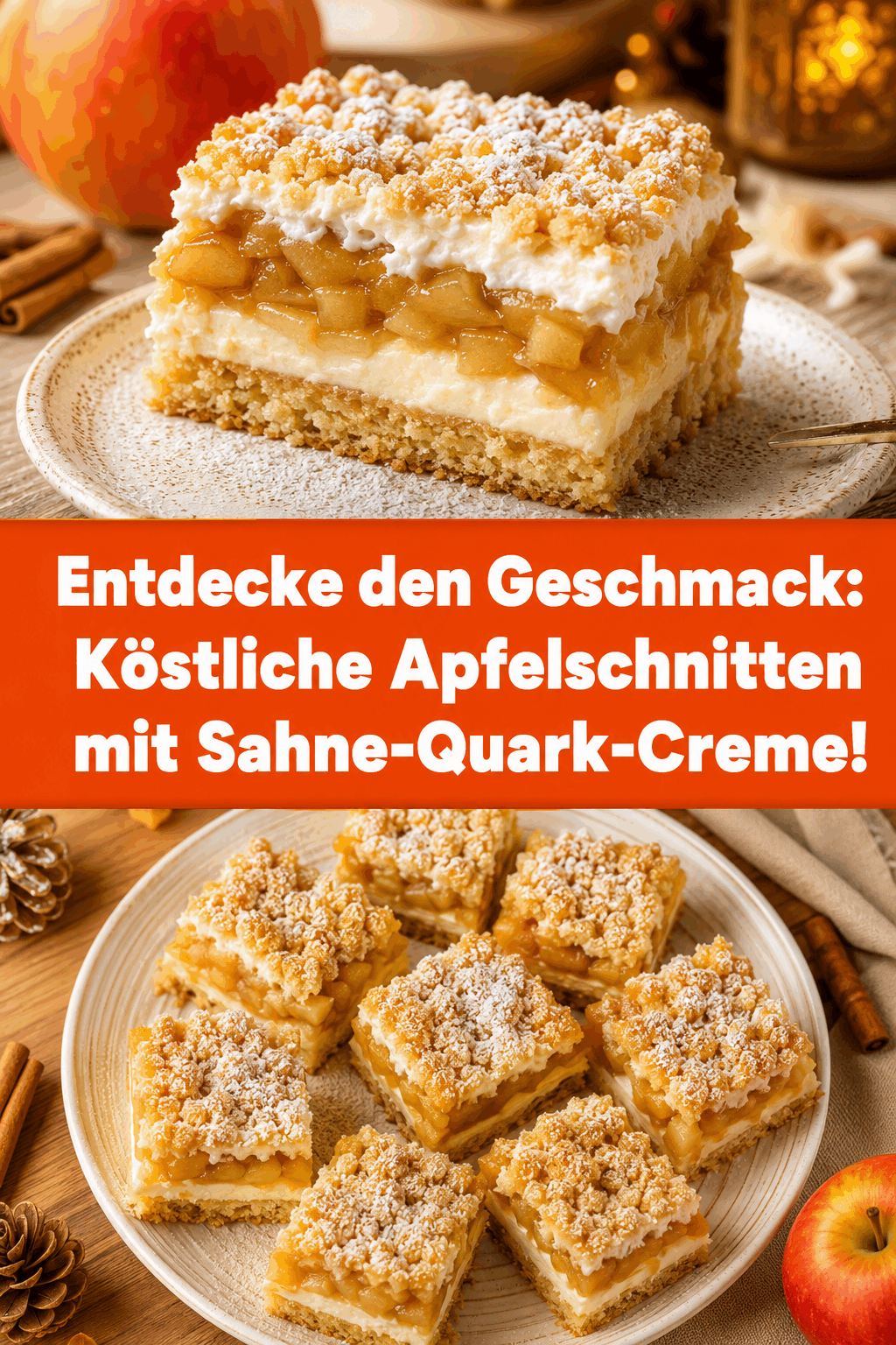 Entdecke den Geschmack: Köstliche Apfelschnitten mit Sahne-Quark-Creme!