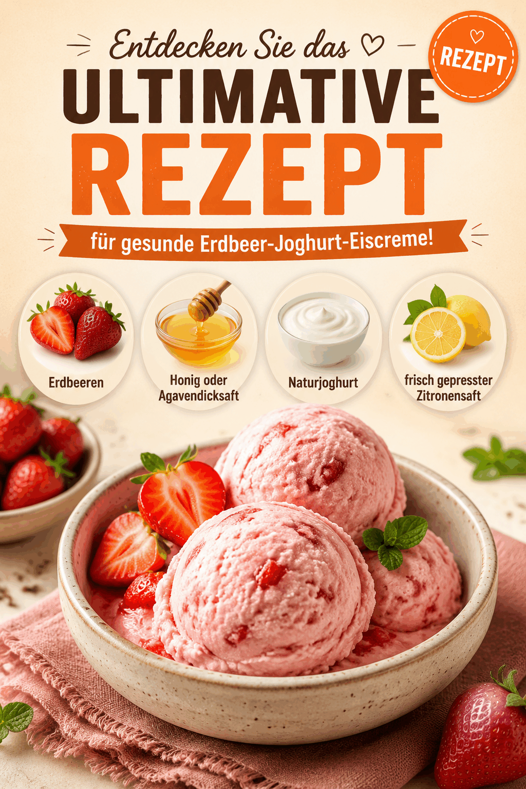 Entdecken Sie das ultimative Rezept für gesunde Erdbeer-Joghurt-Eiscreme!
