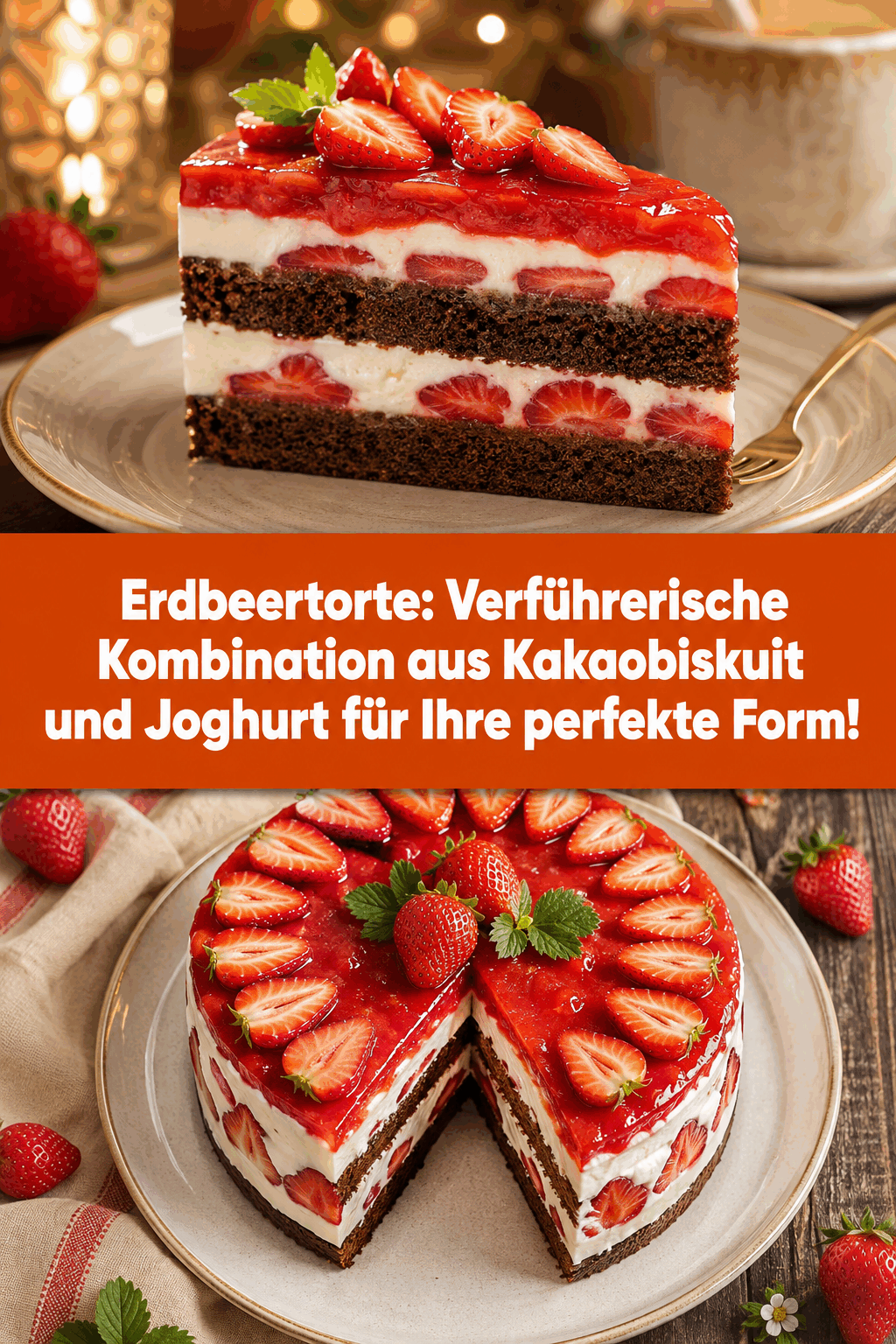 Erdbeertorte: Verführerische Kombination aus Kakaobiskuit und Joghurt für Ihre perfekte Form!