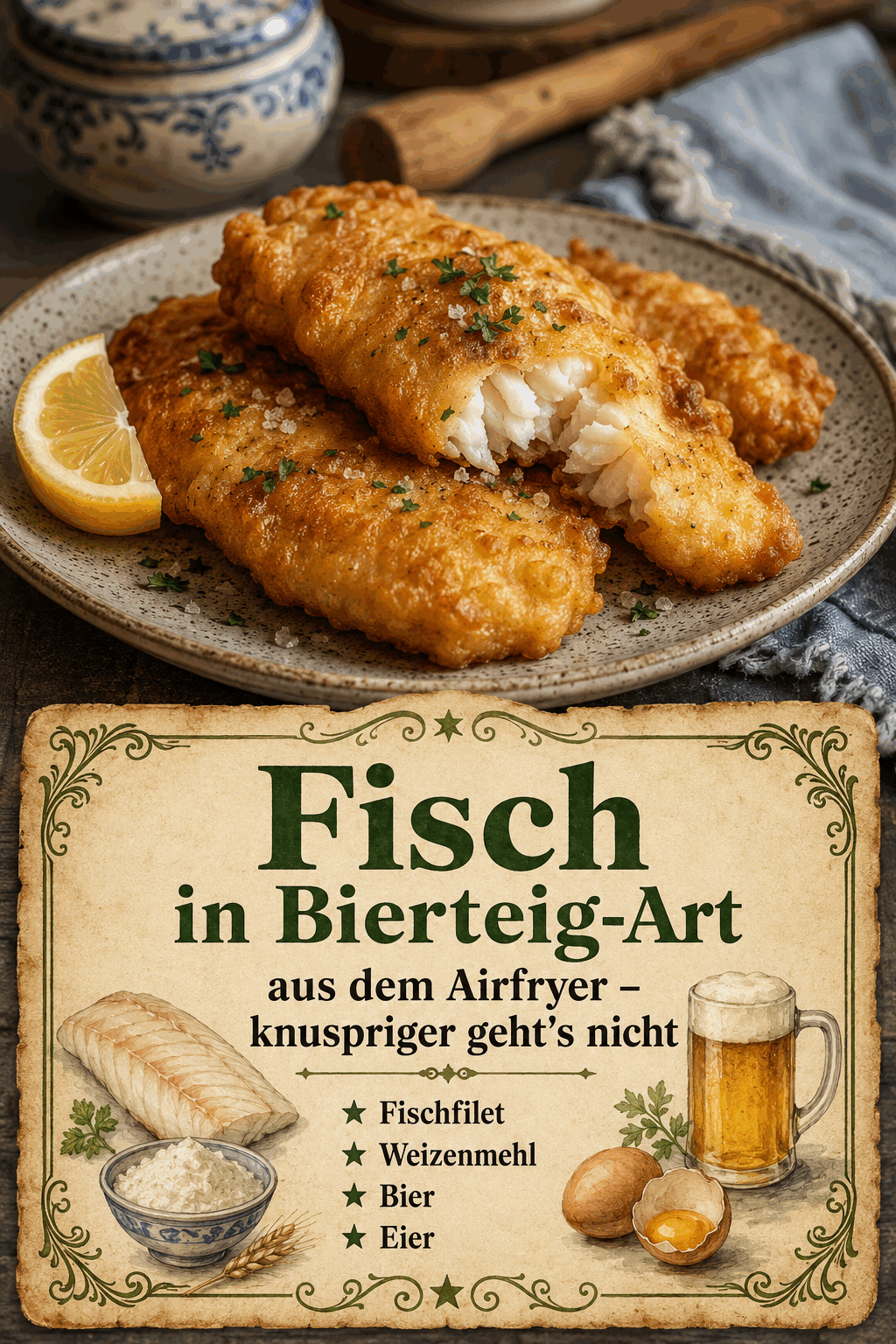 - Fischfilet - Weizenmehl - Bier - Ei