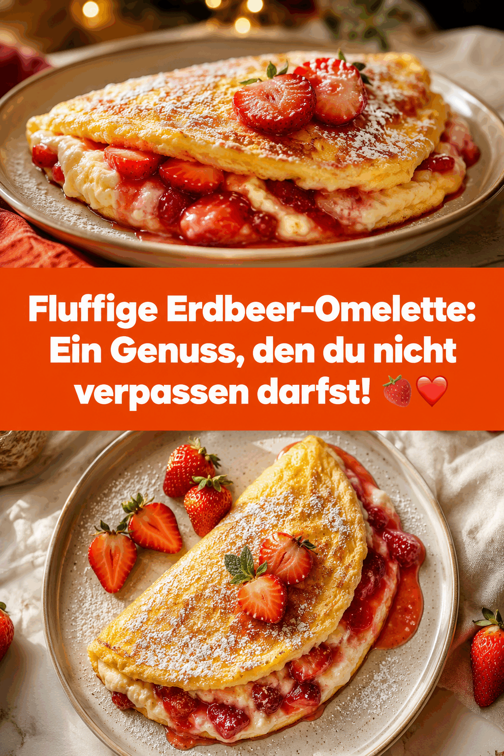 Fluffige Erdbeer-Omelette: Ein Genuss, den du nicht verpassen darfst! 🍓❤️