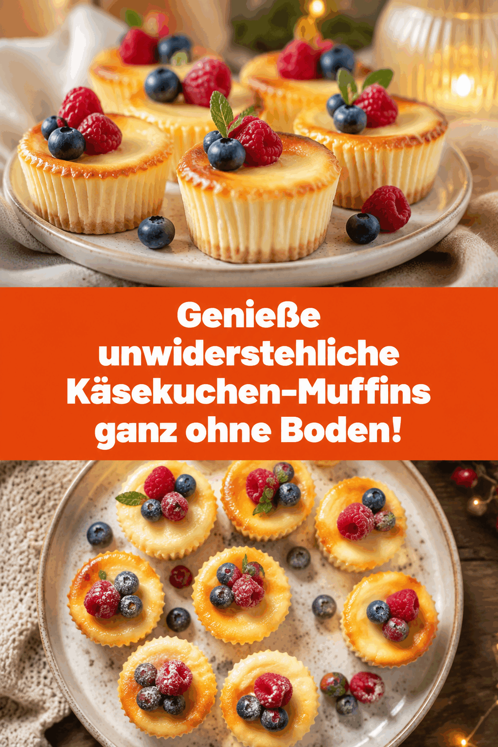 Genieße unwiderstehliche Käsekuchen-Muffins ganz ohne Boden!