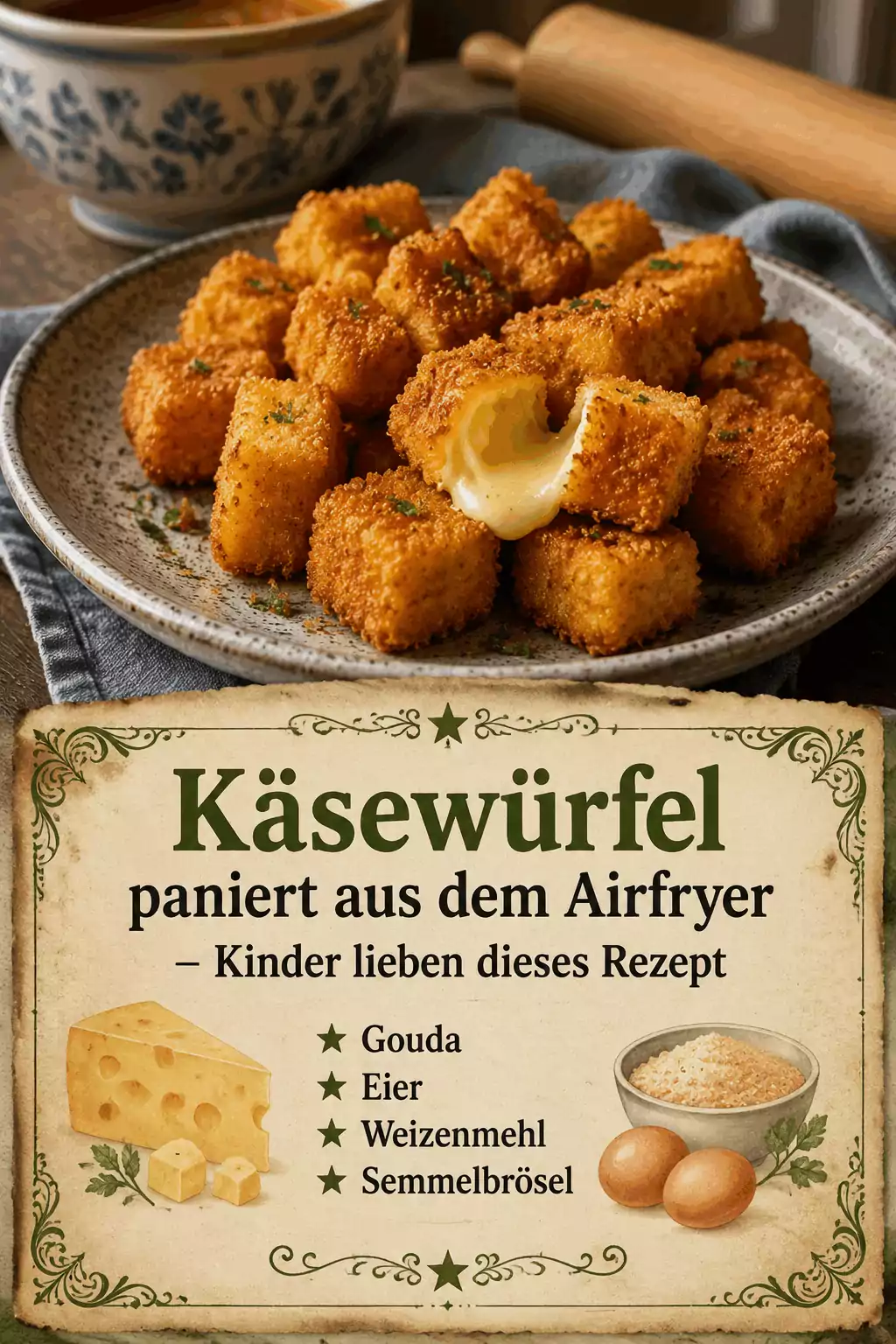 Käsewürfel paniert aus dem Airfryer – Kinder lieben dieses Rezept