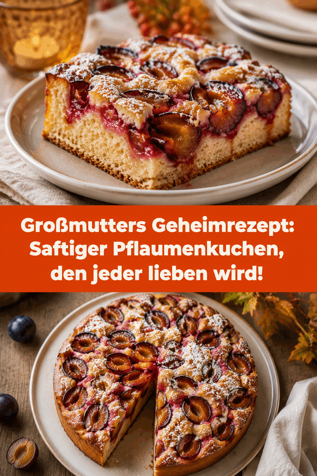 Großmutters Geheimrezept: Saftiger Pflaumenkuchen, den jeder lieben wird!
