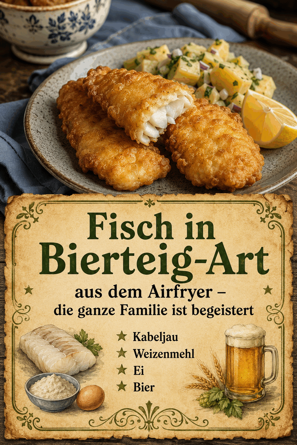 Fisch in Bierteig-Art aus dem Airfryer – die ganze Familie ist begeistert