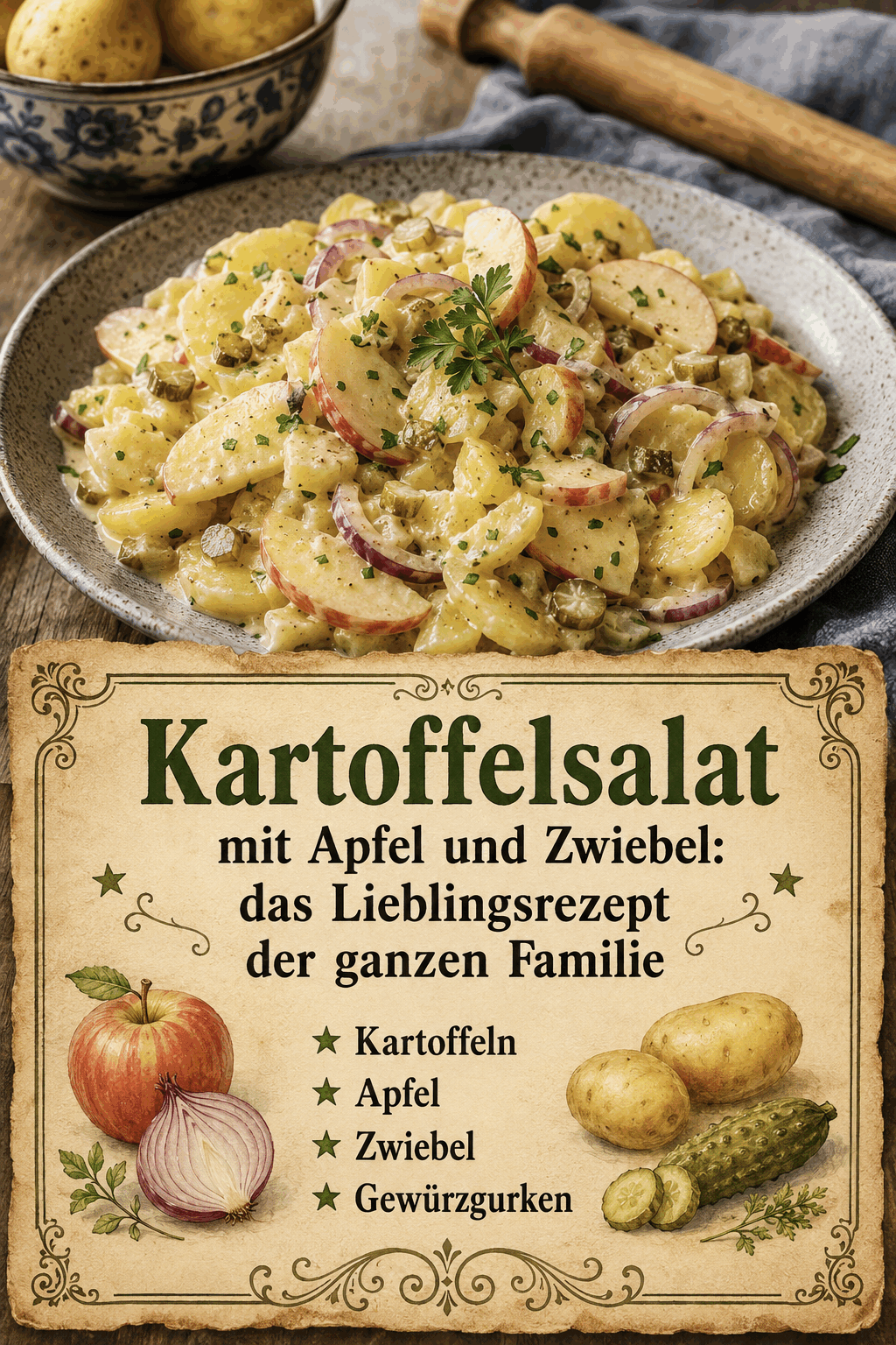 Kartoffeln Apfel Zwiebel Gewürzgurken