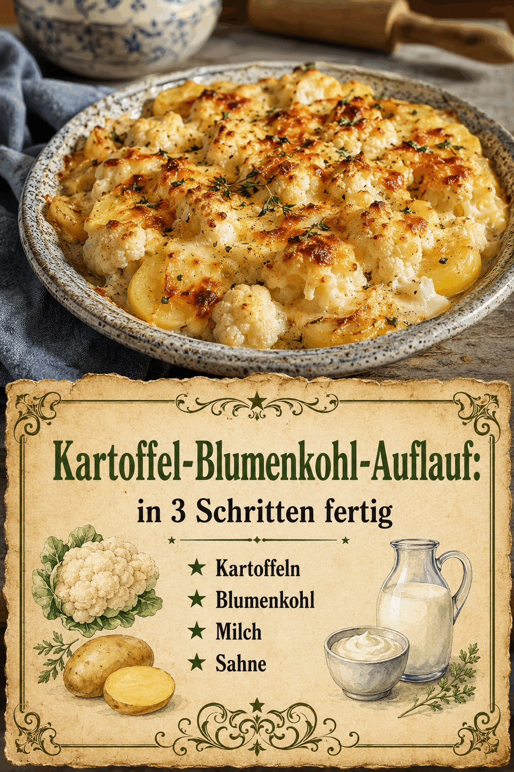 Kartoffeln Blumenkohl Milch Sahne