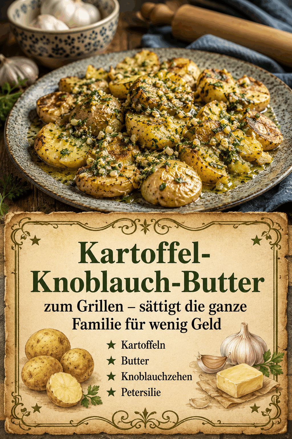 Kartoffel-Knoblauch-Butter zum Grillen – sättigt die ganze Familie für wenig Geld