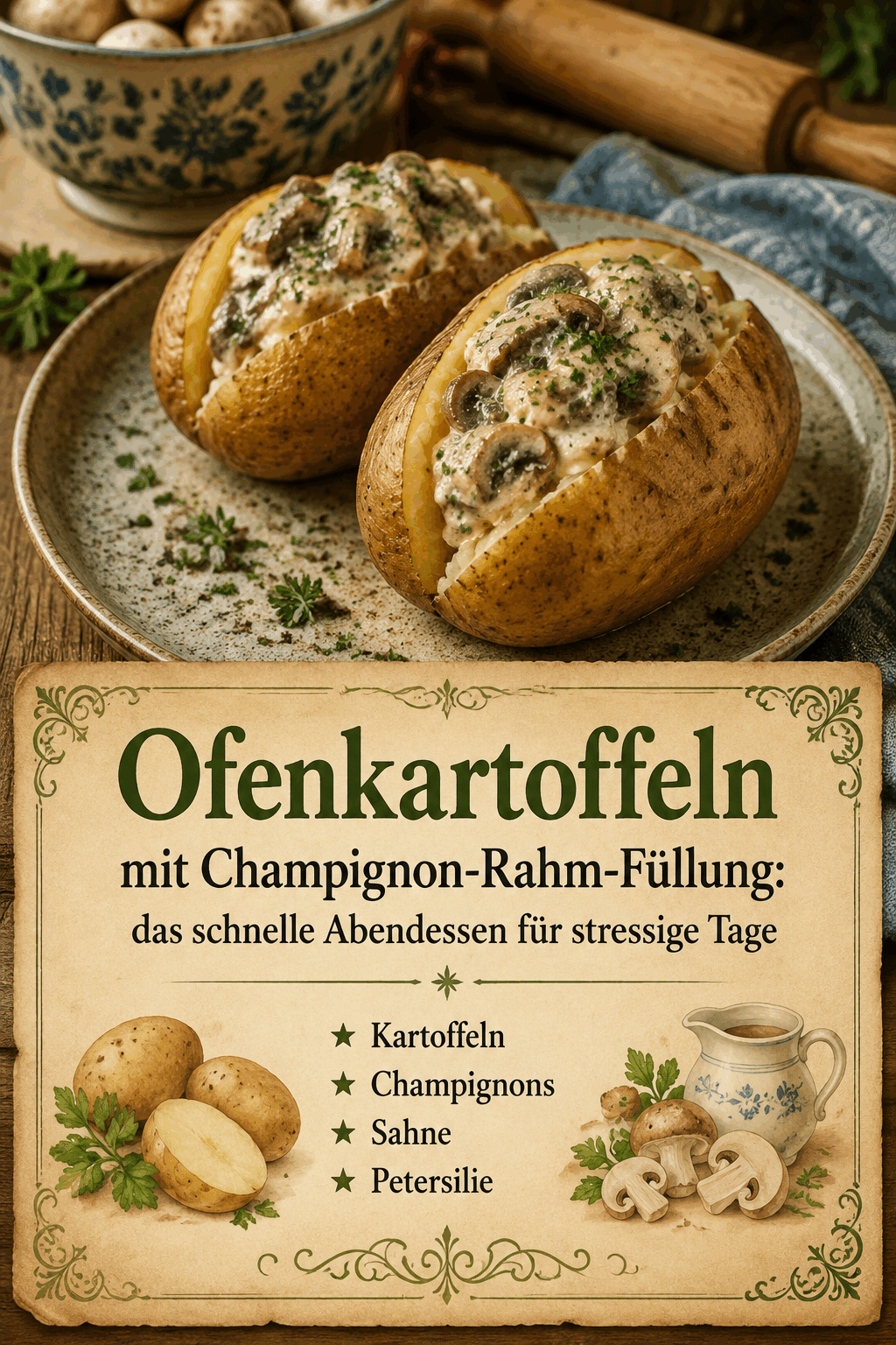 Kartoffeln Champignons Sahne Petersilie