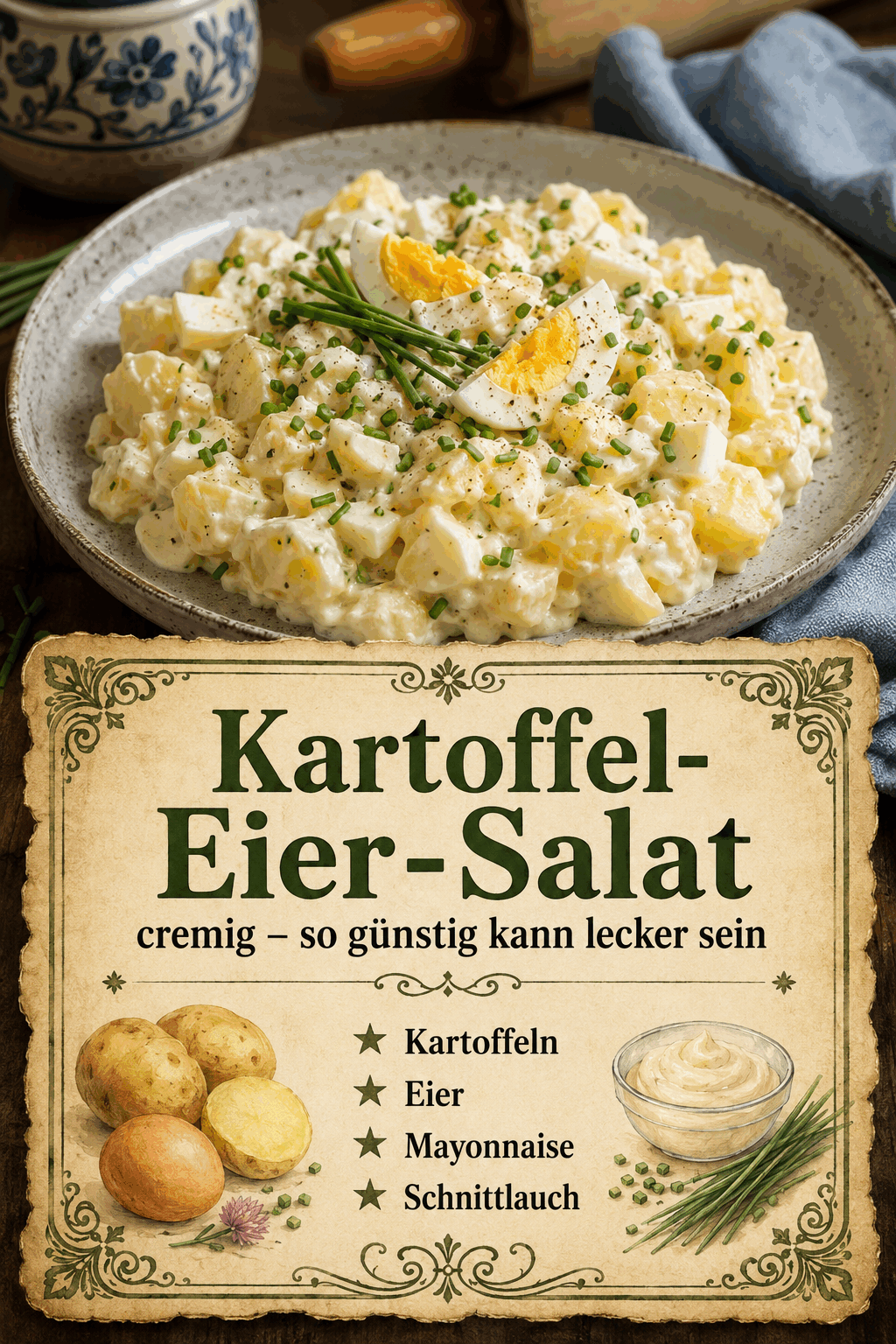 Kartoffel-Eier-Salat cremig – so günstig kann lecker sein