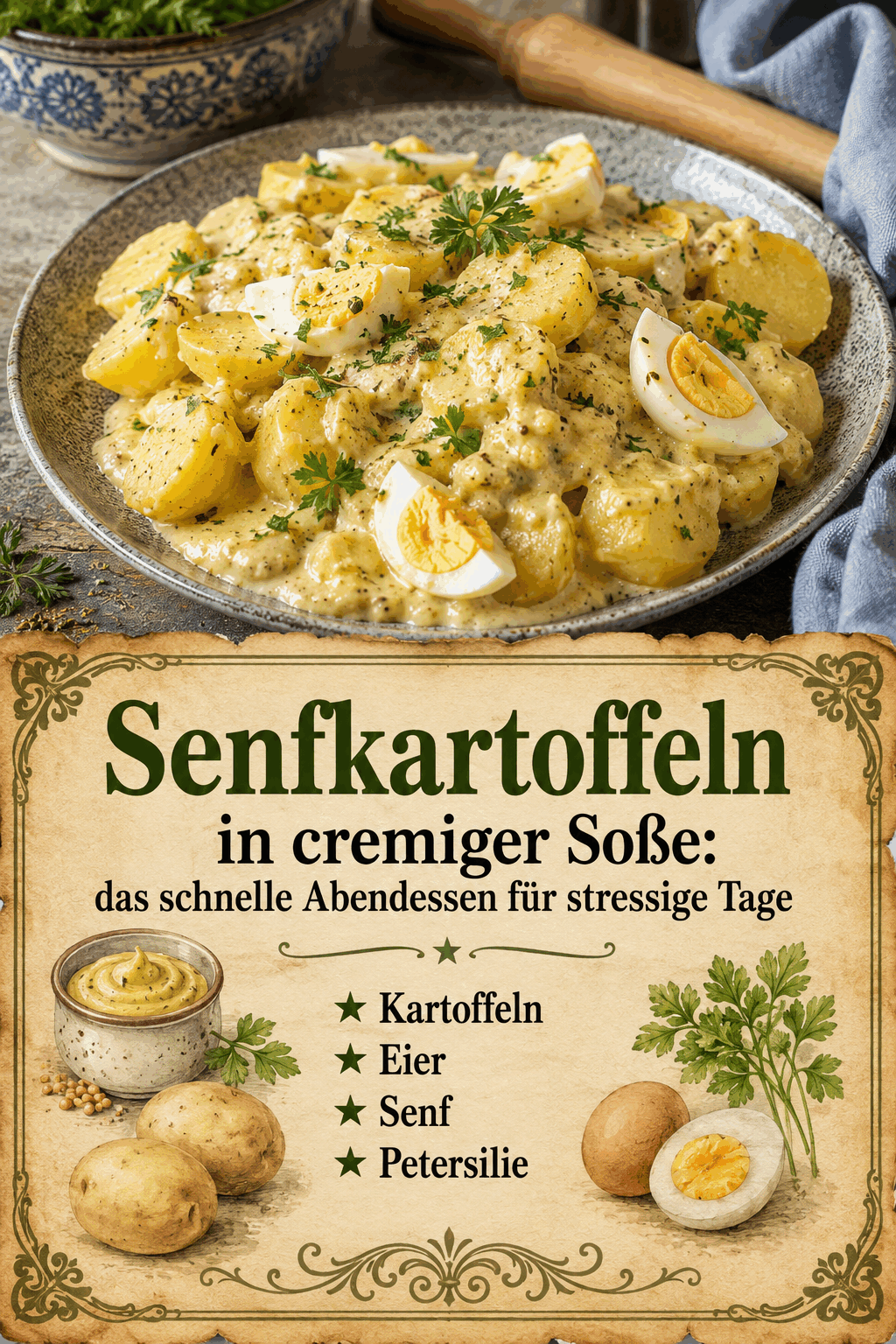 Senfkartoffeln in cremiger Soße: das schnelle Abendessen für stressige Tage