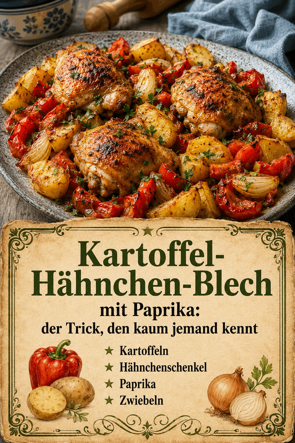 Kartoffel-Hähnchen-Blech mit Paprika: der Trick, den kaum jemand kennt