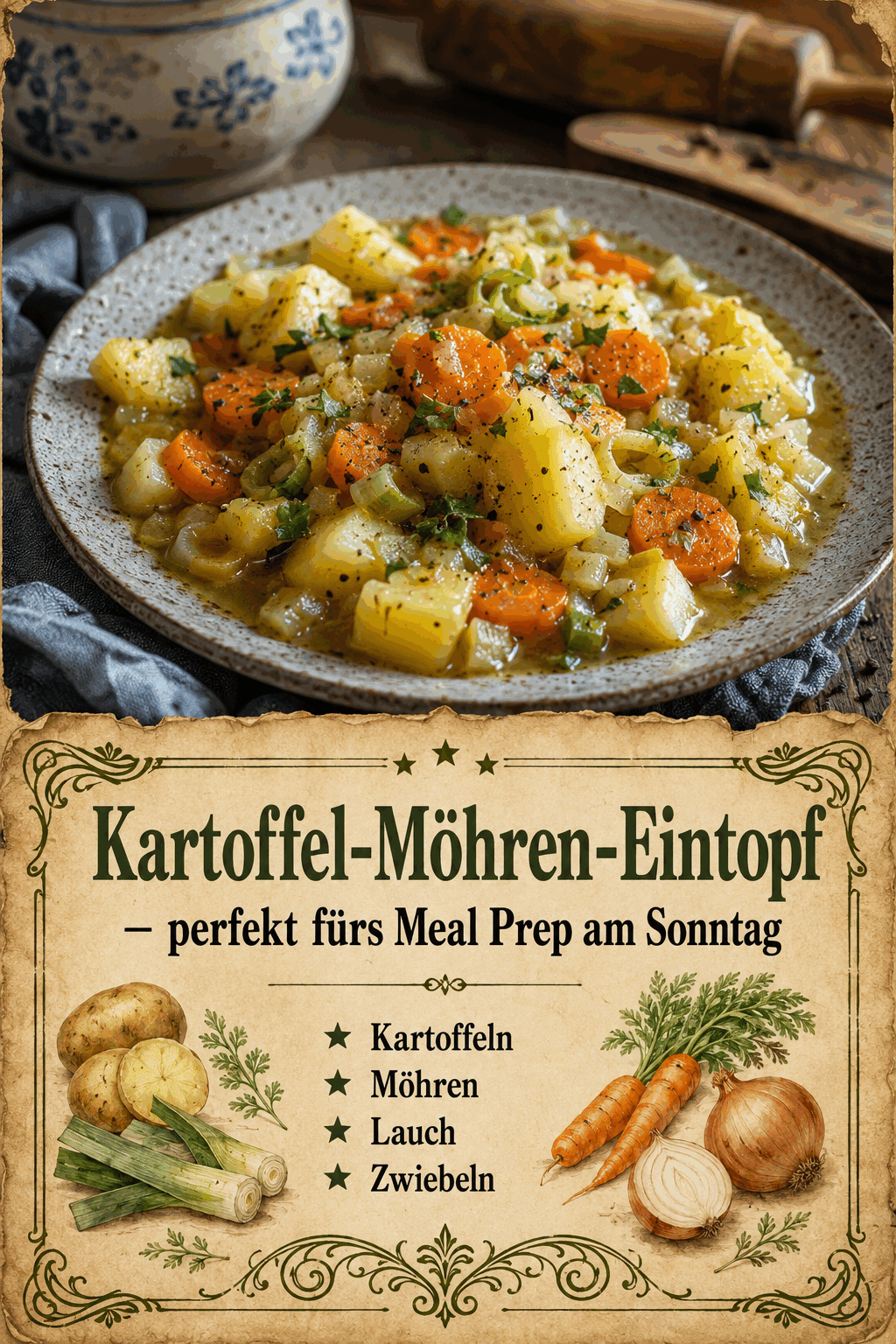 Kartoffeln, Möhren, Lauch, Zwiebel