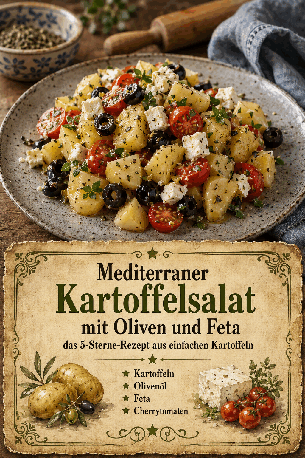 Kartoffeln Olivenöl Feta Cherrytomaten