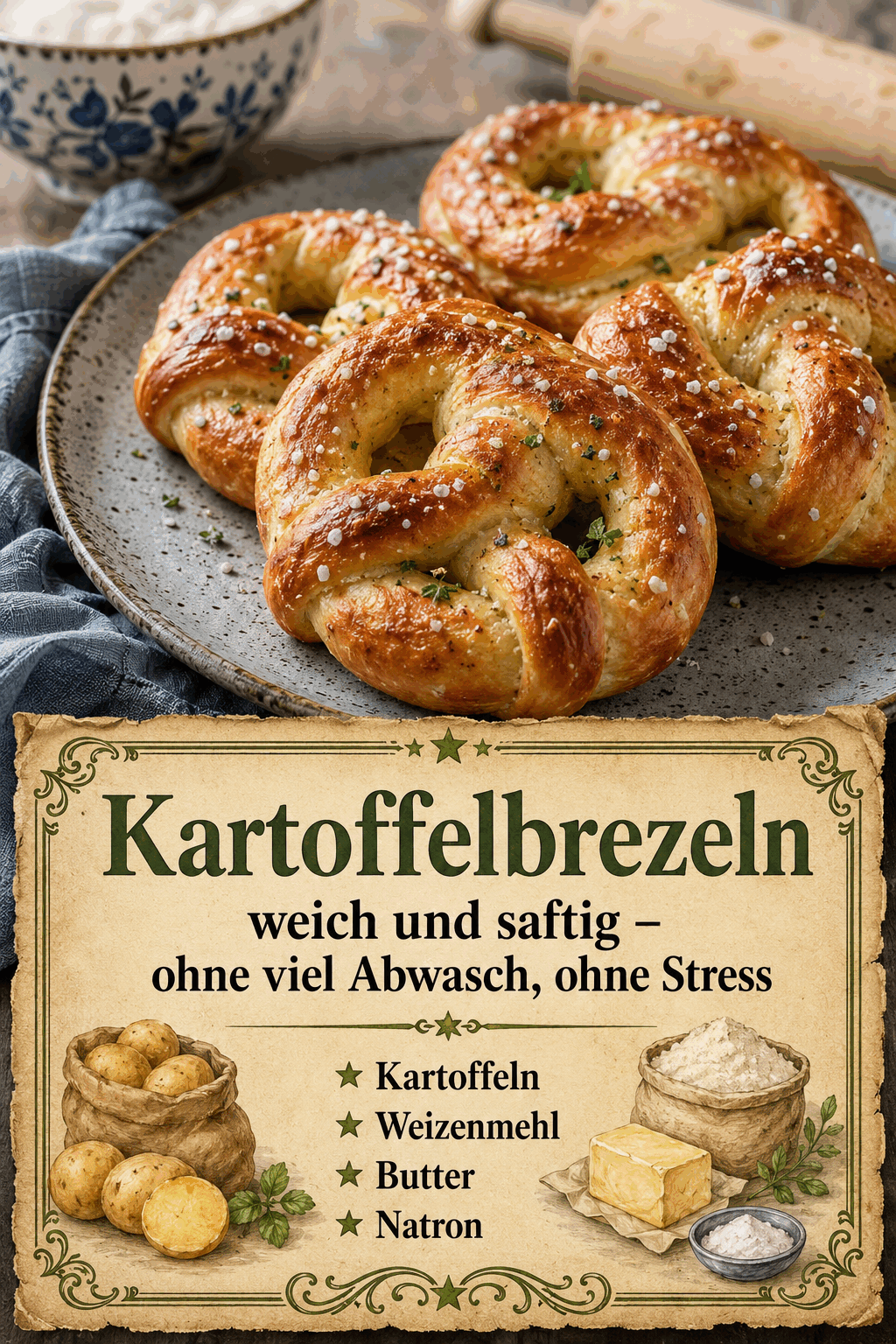 Kartoffelbrezeln weich und saftig – ohne viel Abwasch, ohne Stress