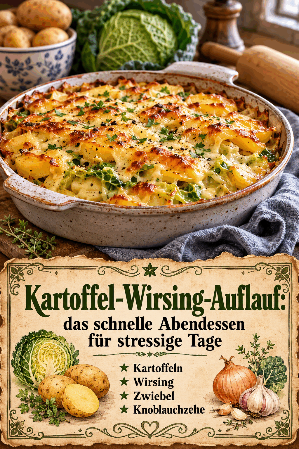 Kartoffel-Wirsing-Auflauf: das schnelle Abendessen für stressige Tage