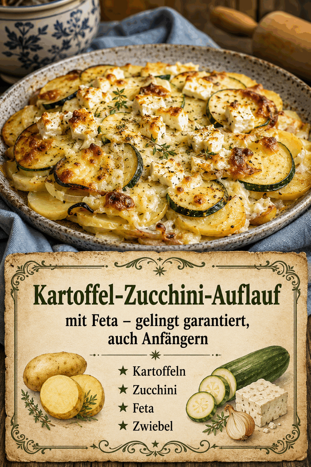 Kartoffeln Zucchini Feta Zwiebel