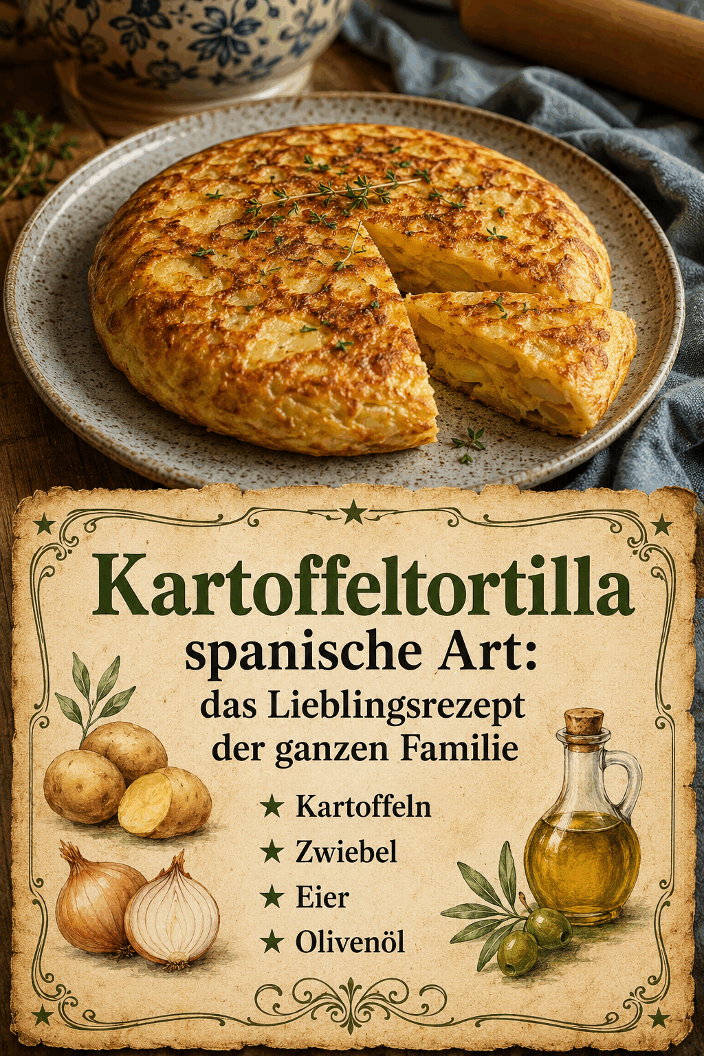 - Kartoffeln - Zwiebel - Eier - Olivenöl