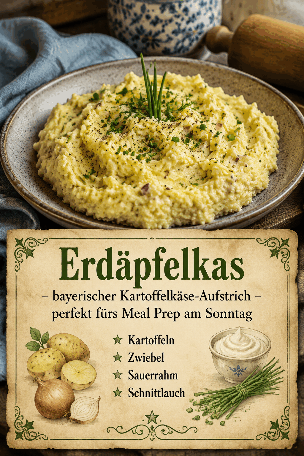 - Kartoffeln - Zwiebel - Sauerrahm - Schnittlauch