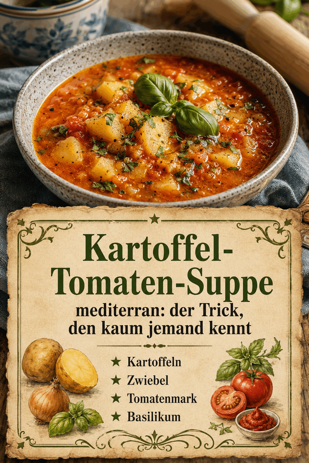 Kartoffel-Tomaten-Suppe mediterran: der Trick, den kaum jemand kennt