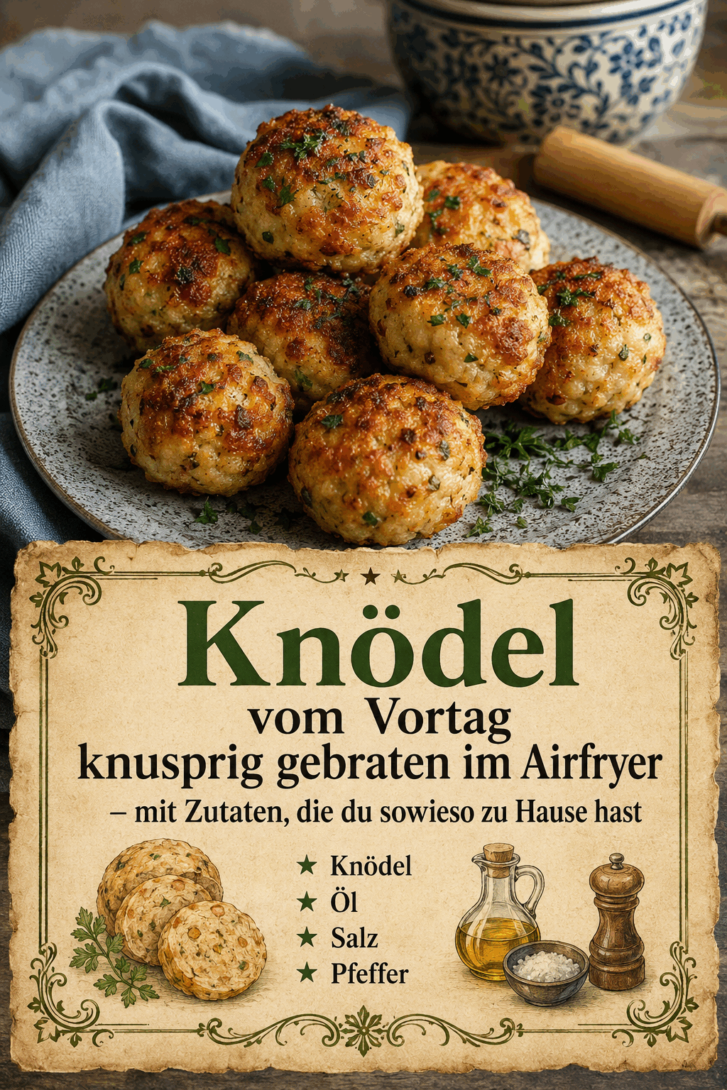 Knödel Öl Salz Pfeffer