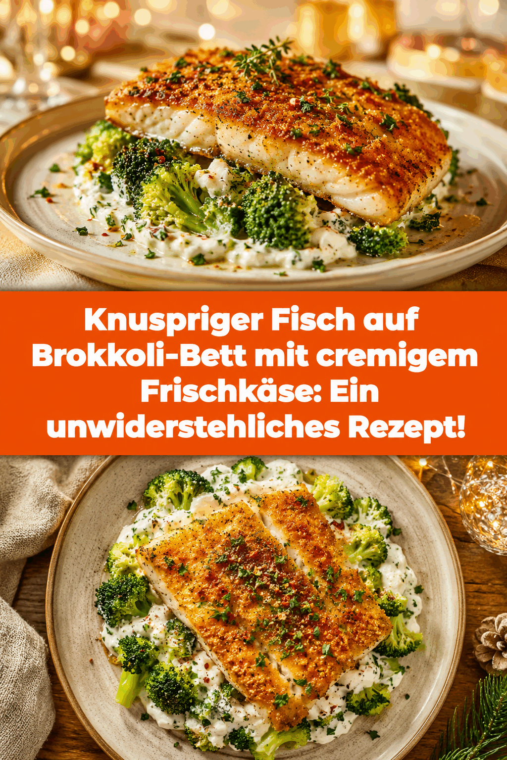 Knuspriger Fisch auf Brokkoli-Bett mit cremigem Frischkäse: Ein unwiderstehliches Rezept!