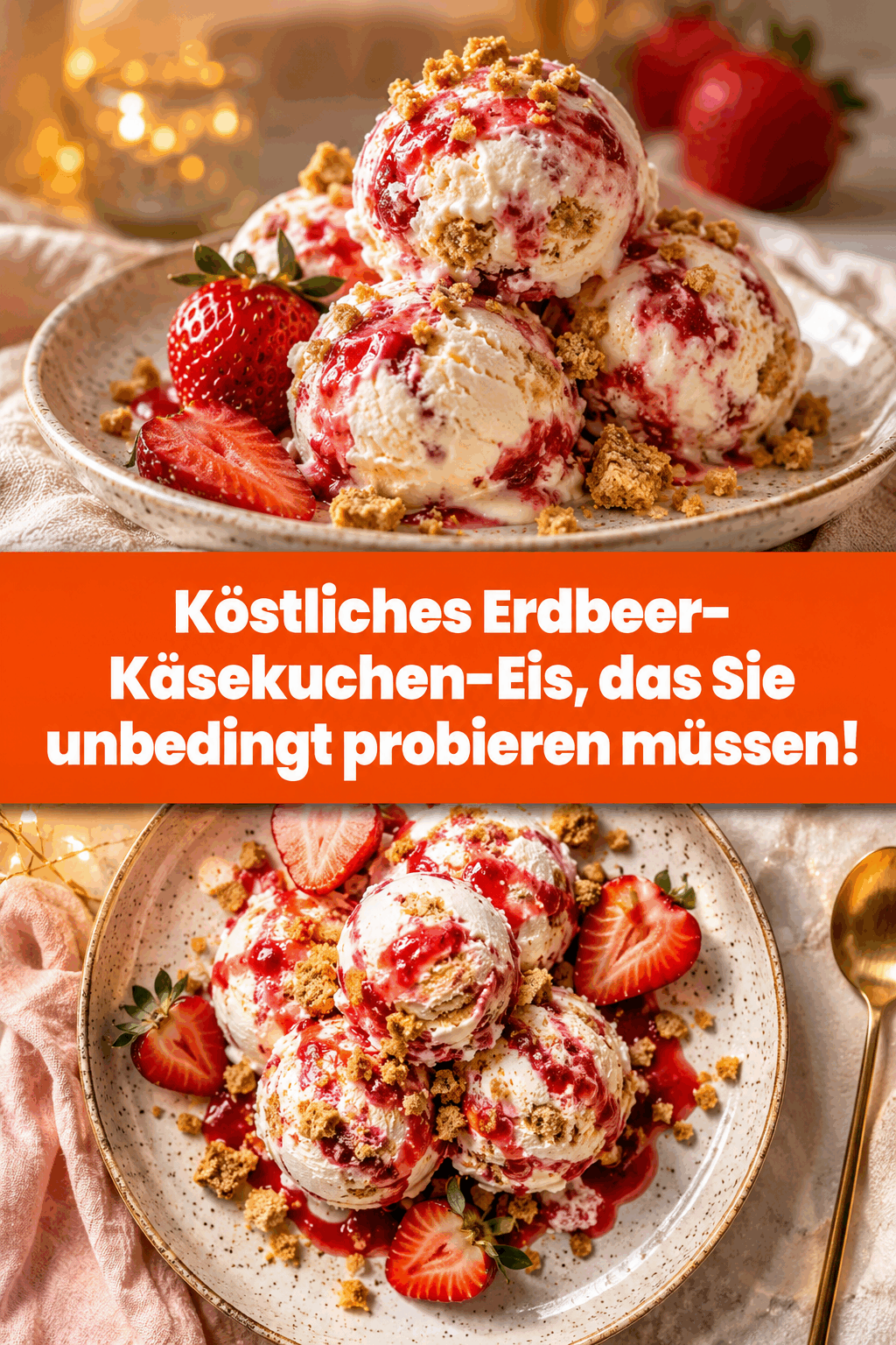 Köstliches Erdbeer-Käsekuchen-Eis, das Sie unbedingt probieren müssen!
